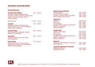 Preisliste 2022